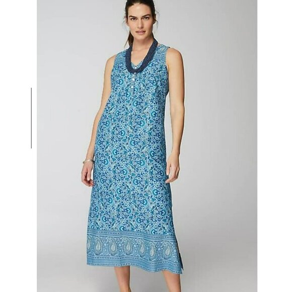Pure Jill Waist-Seamed Maxi Dress Soft Blue Women's Small - Picture 1 of 10